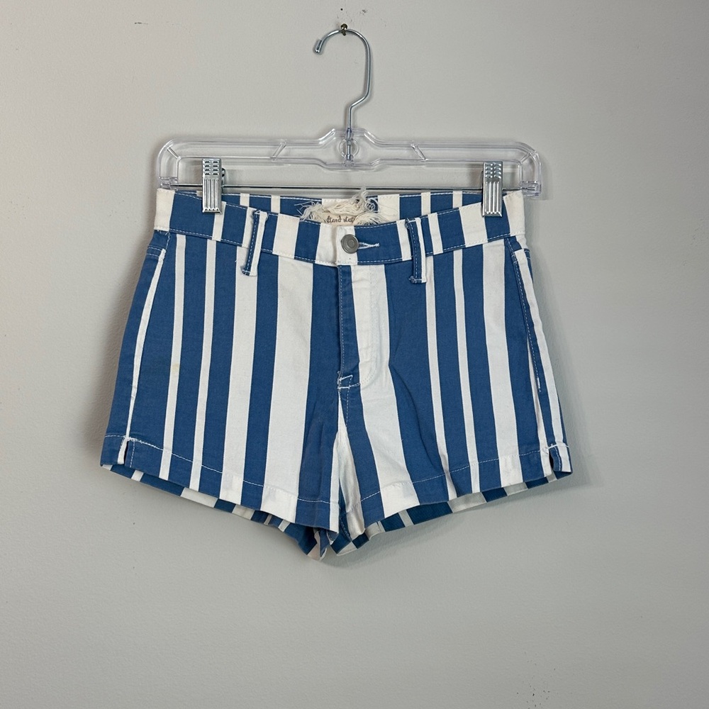 Altar'd State Blue and White Striped Jean Shorts